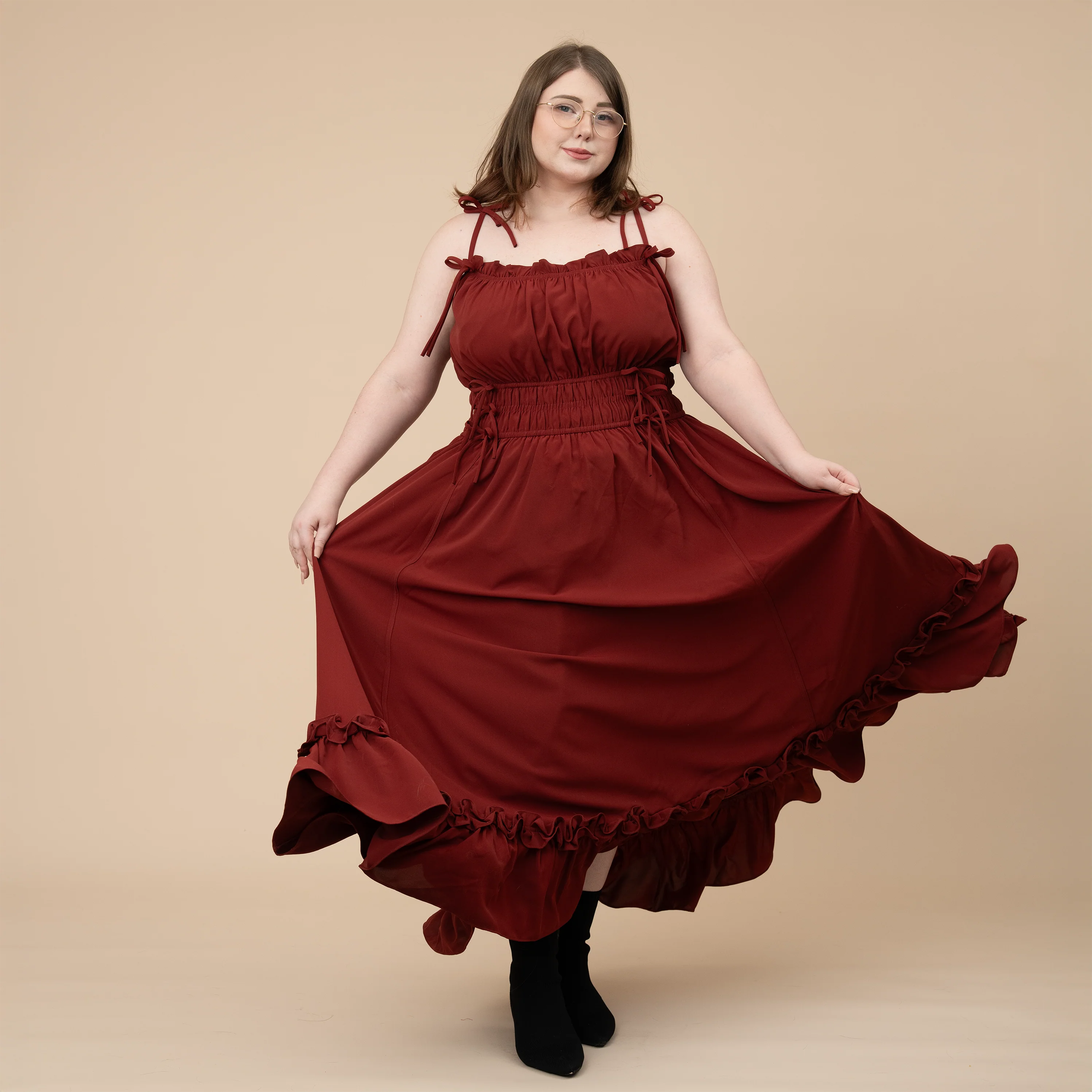 Fleur Dress in Carmine Rose - Image 17