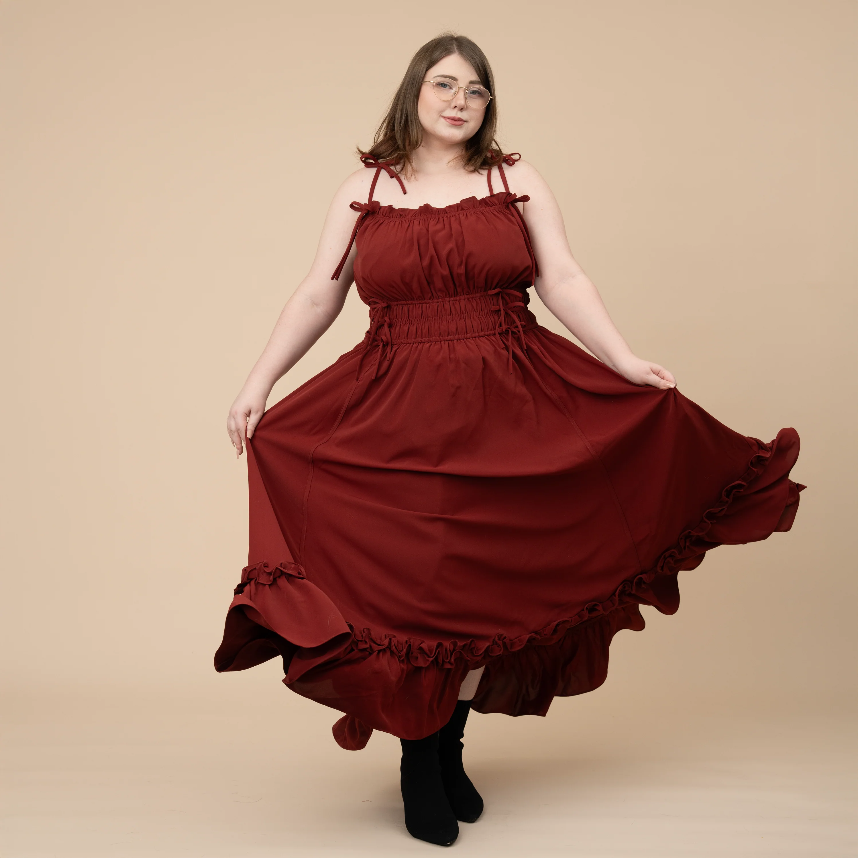Fleur Dress in Carmine Rose - Image 18