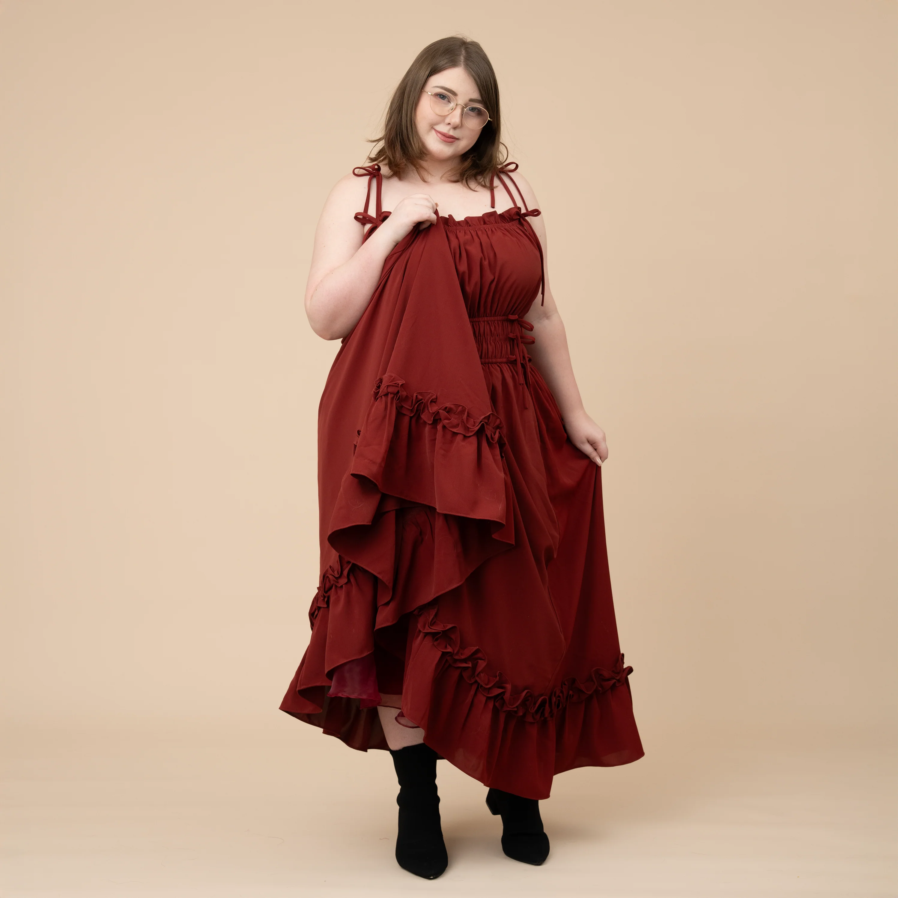 Fleur Dress in Carmine Rose - Image 3