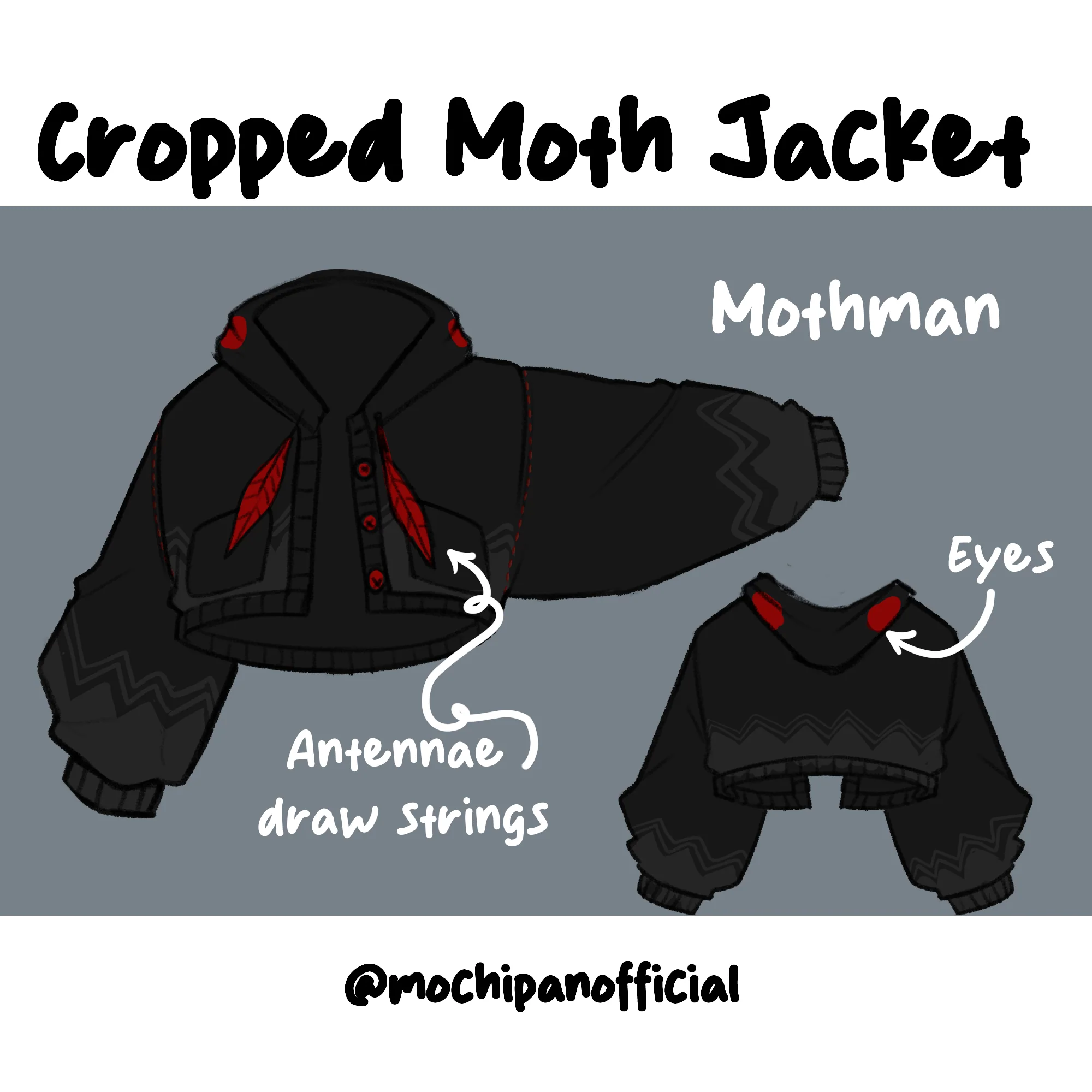 (Pre-Order CLOSED) Mothman Cropped Jacket (ESD June 30th - July 30th, 2026) - Image 7