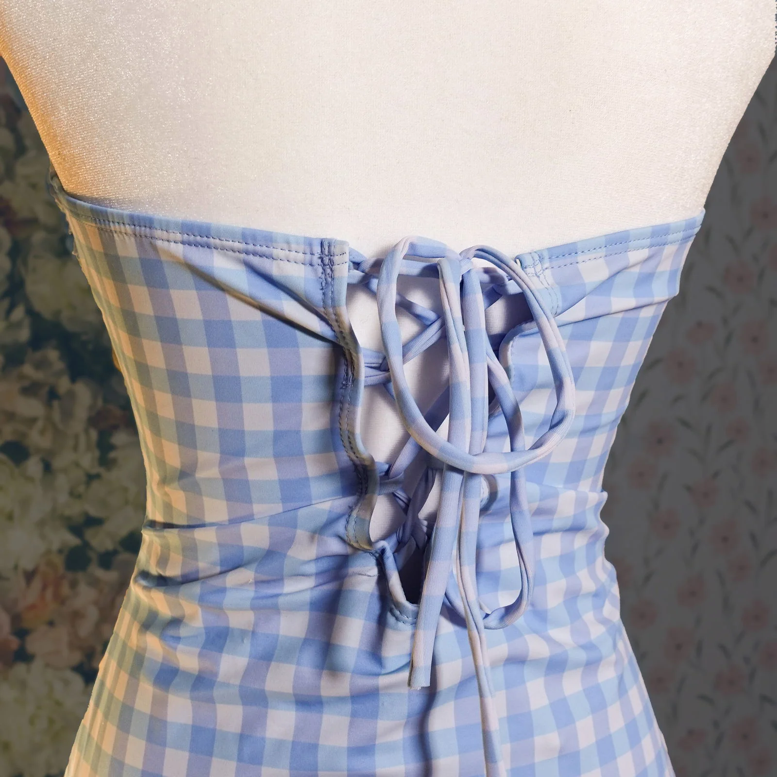 Shibuya's Blue Gingham Swimsuit - Image 4